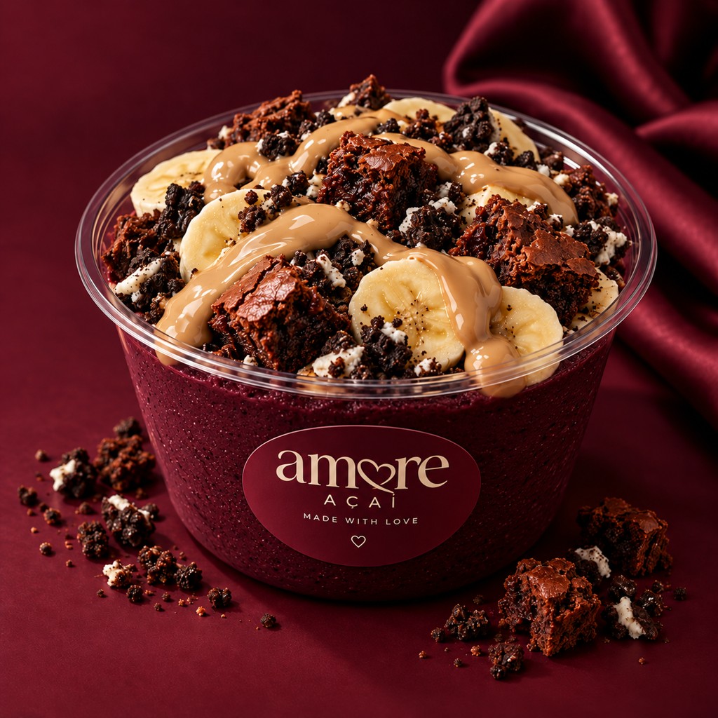 Choco Crush mit Banane, Brownie, Oreo-Krümeln und Bueno-Sauce